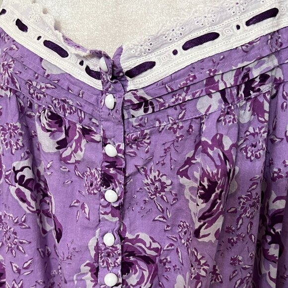 Only Necessities Women's Sleepwear Purple Floral Dress Sleeveless Size 14/16 - Picture 3 of 9